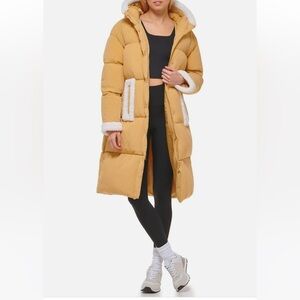 NWT Levi's Women's Long Quilted Parka with Sherpa Trim-Curry Size: Small